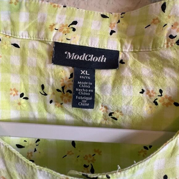 ModCloth Shirt Spring Fun in Gingham Blouse Size XL Twee Cottage Fairy Casual - Picture 6 of 10